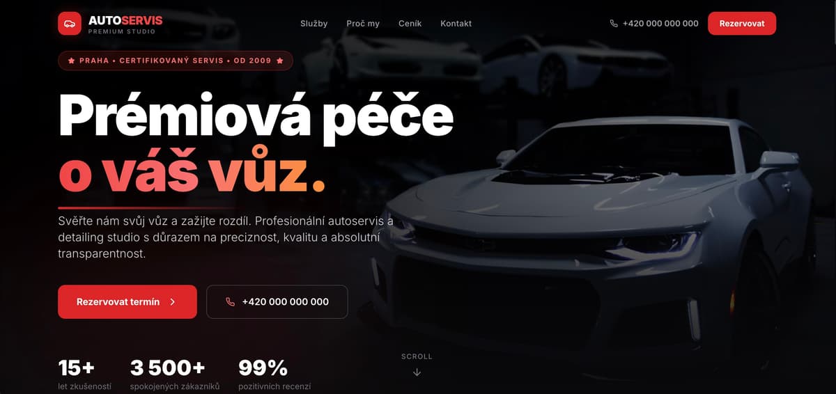 Webové stránky pro autoservis – moderní šablona na klíč