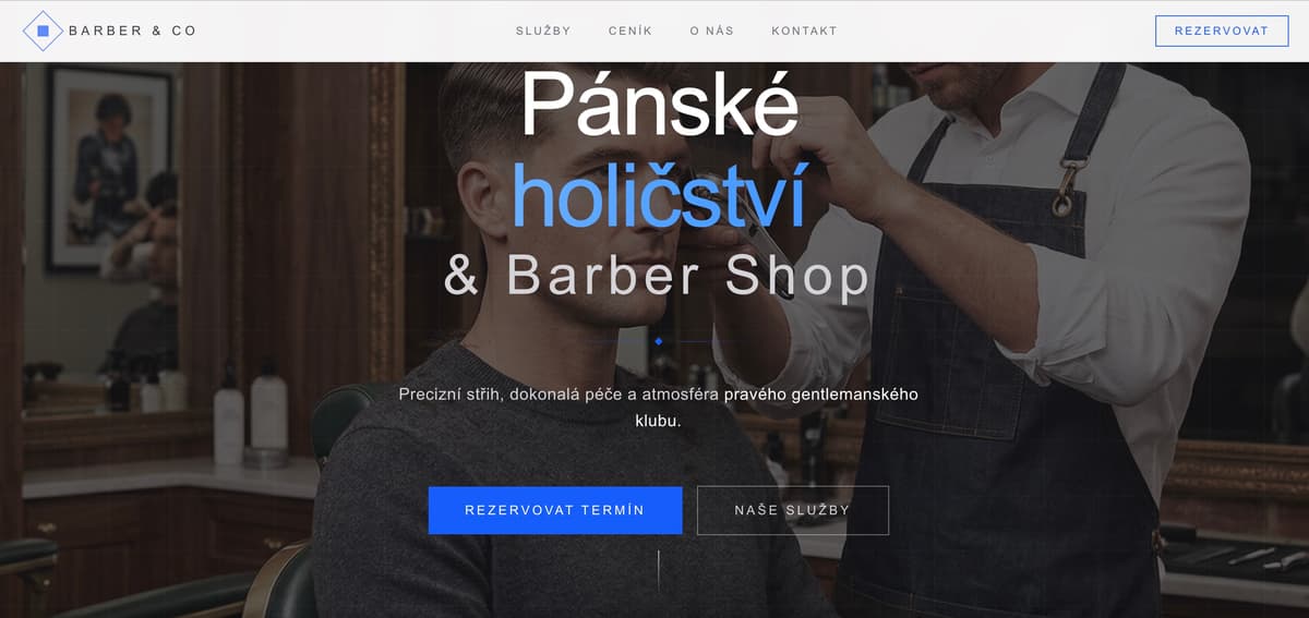 Webové stránky pro barber shop – světlý moderní design
