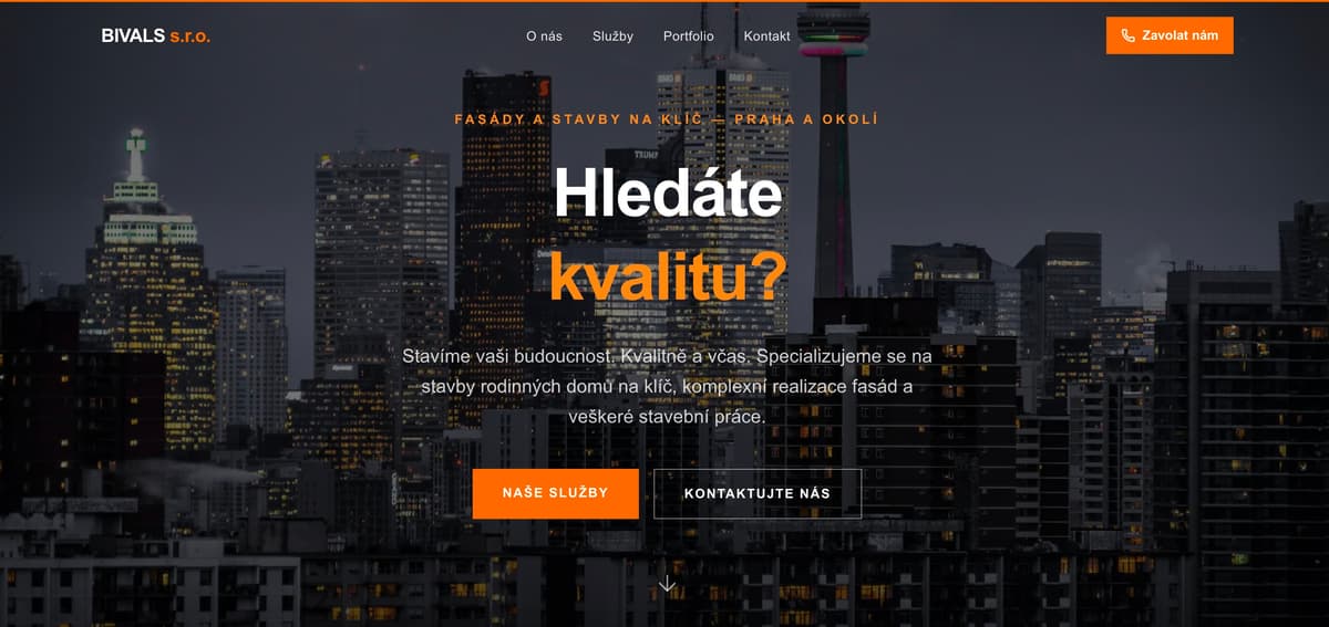 Webové stránky pro stavební firmu – prémiový design