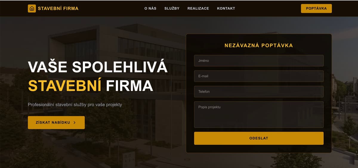 Webové stránky pro stavební firmu – základní šablona